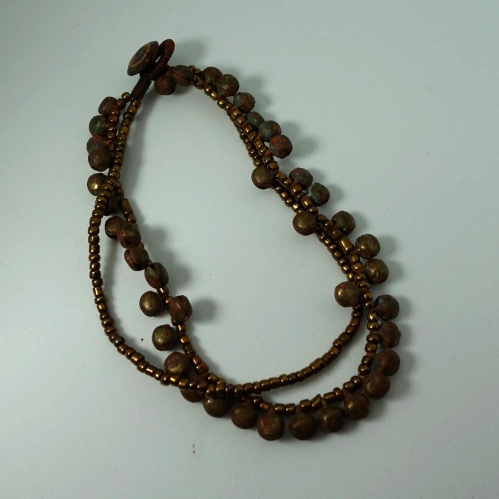 wood Vintage jingle sound rustic anklet bracelet